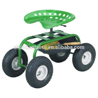 Garden rolling seat ,Deluxe Tractor scoot with bucket basket